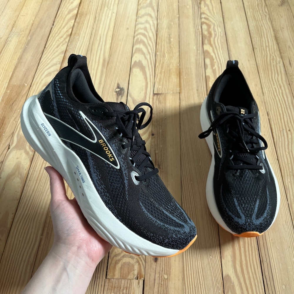 Brooks Glycerin 22 Running Shoes Mens Black Orange DNA Tuned Sneakers WORN 2x